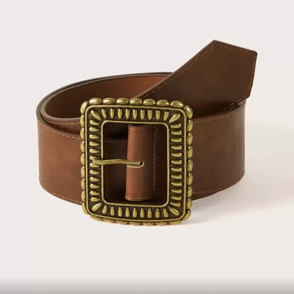 Brown Leather Belt with Gold Buckle main image 5